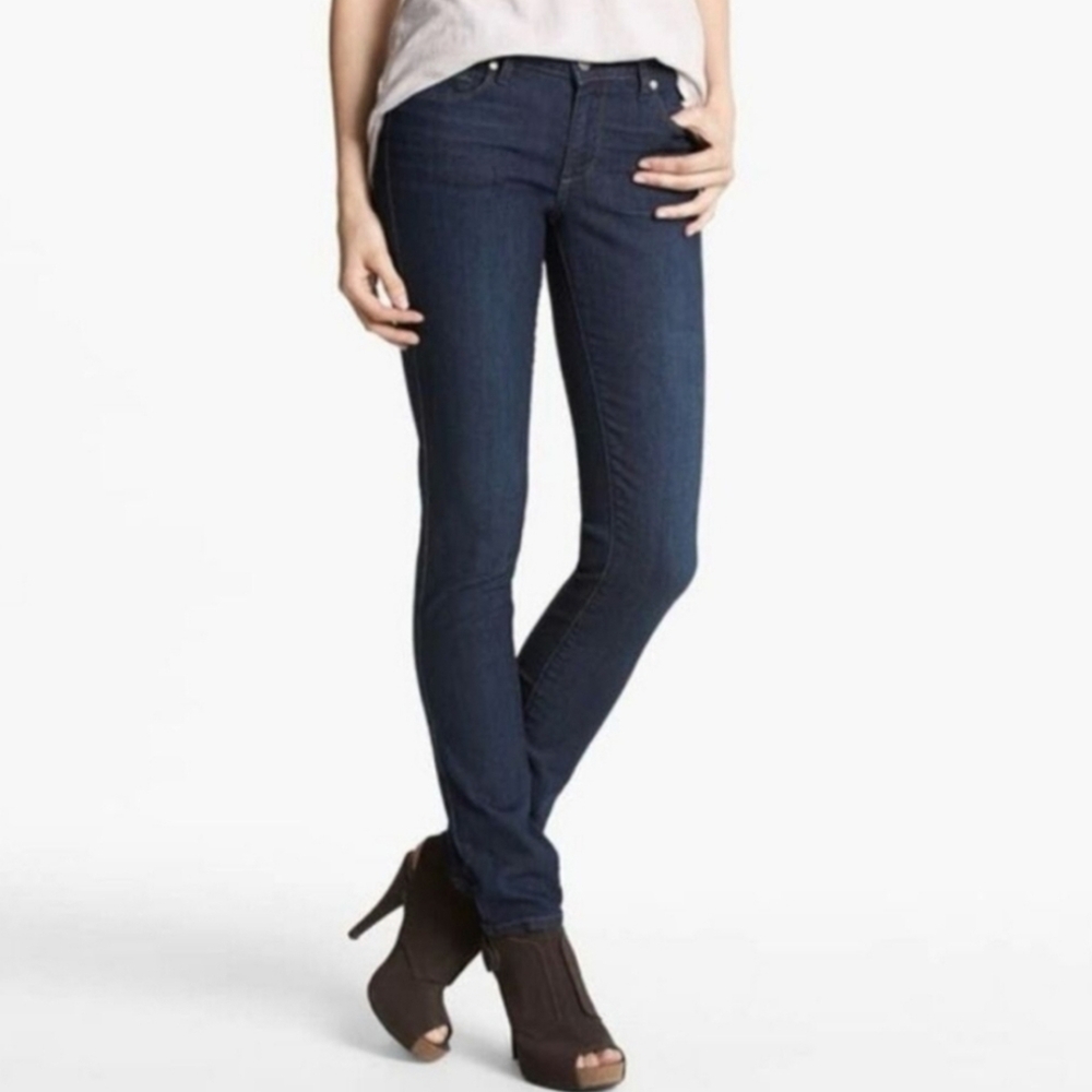 PAIGE Skyline Skinny $189 Dark "Everdeen" Wash Women's 26" Mid Rise Stretch